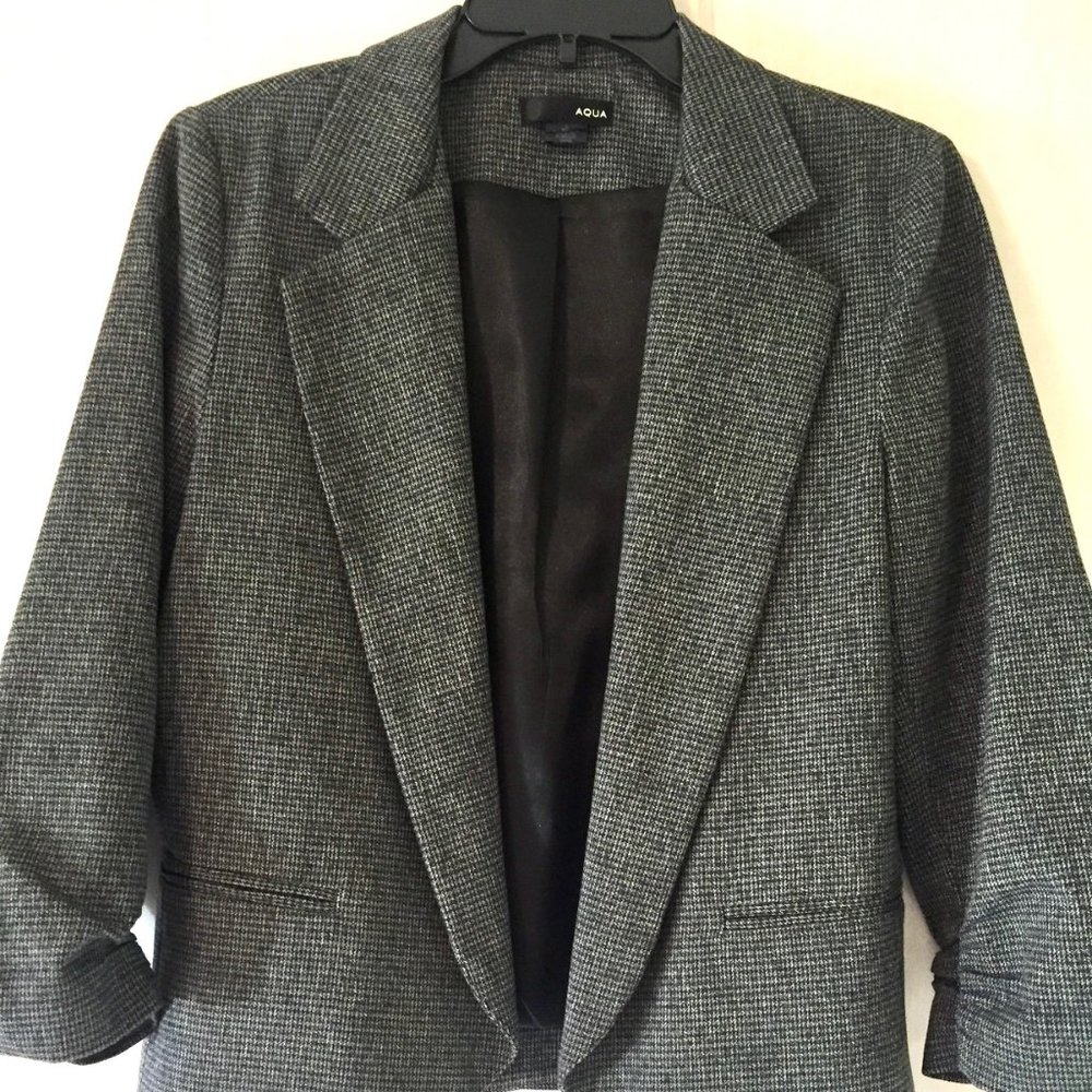 Aqua Bloomingdales Tweed Blazer 3/4 Sleeve Size L